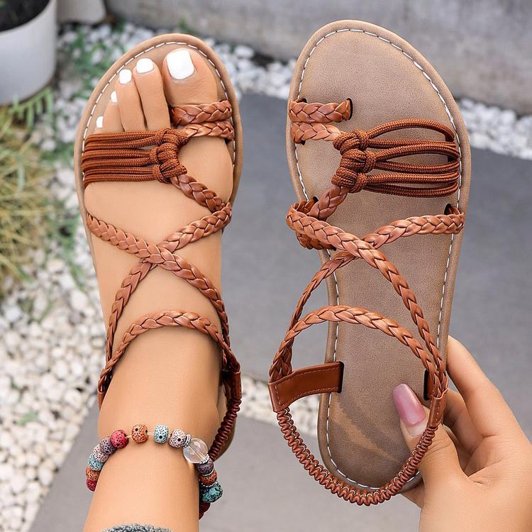 Dark Coffee Toe Post Falt Sandals | picture 