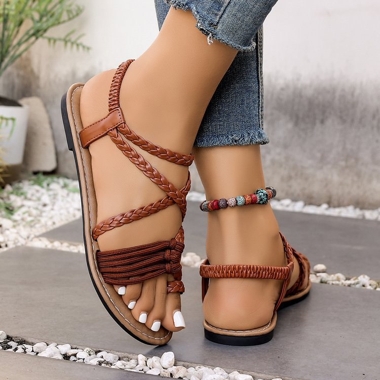 Dark Coffee Toe Post Falt Sandals | picture 