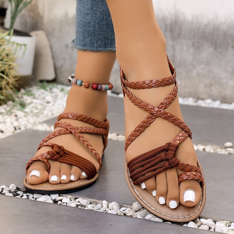 Dark Coffee Toe Post Falt Sandals | picture 
