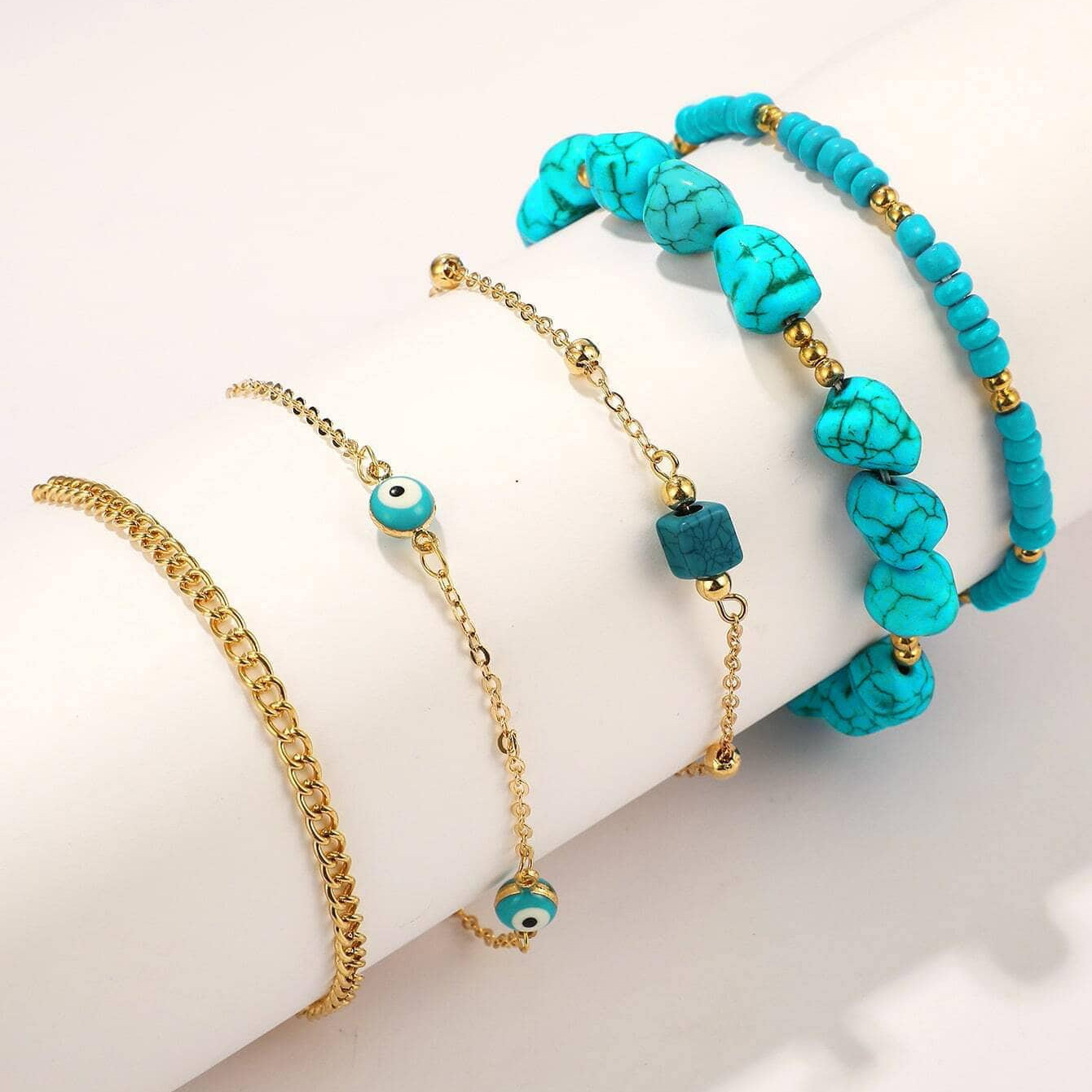 Mint Green Color Turquoise Material Anklets | picture 
