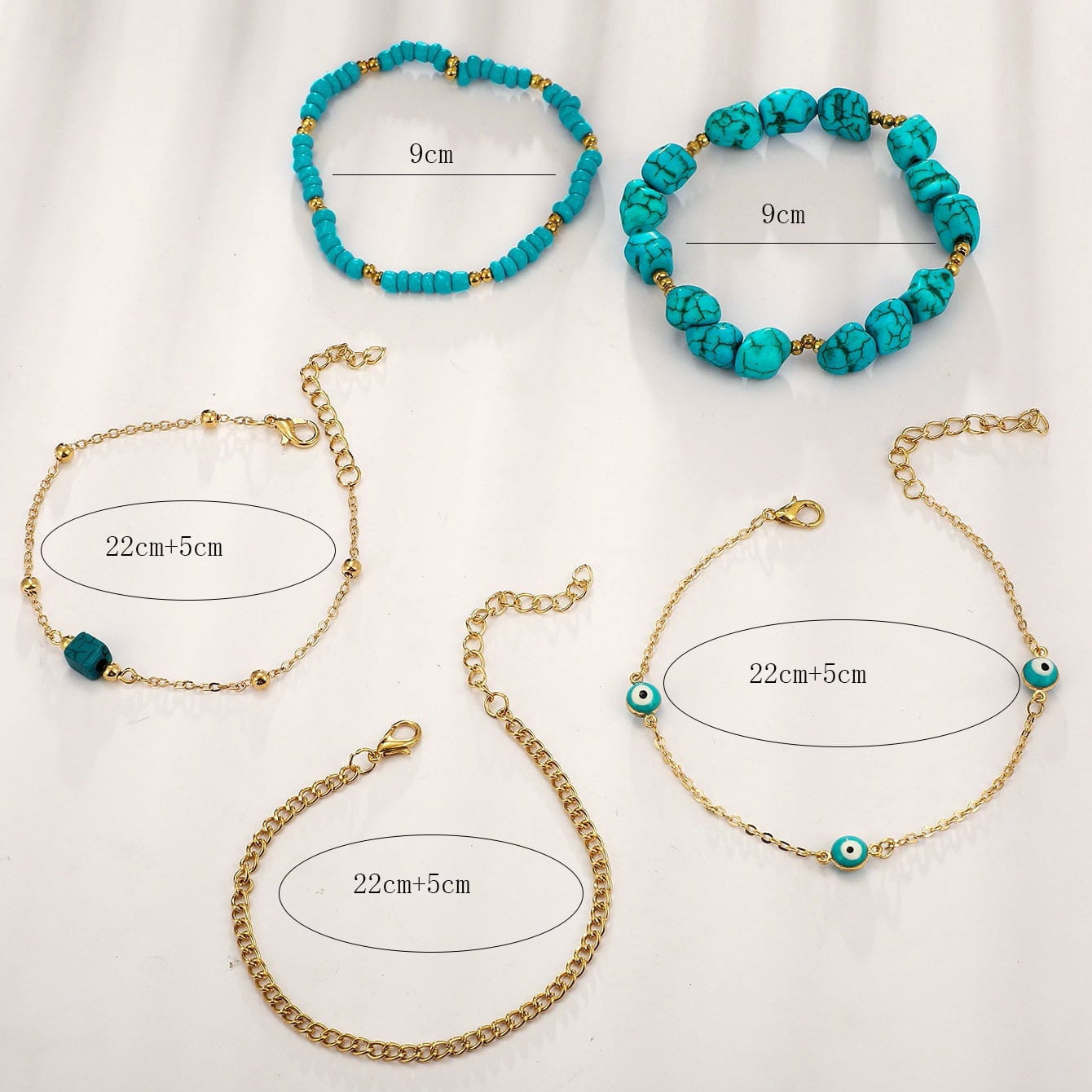 Mint Green Color Turquoise Material Anklets | picture 