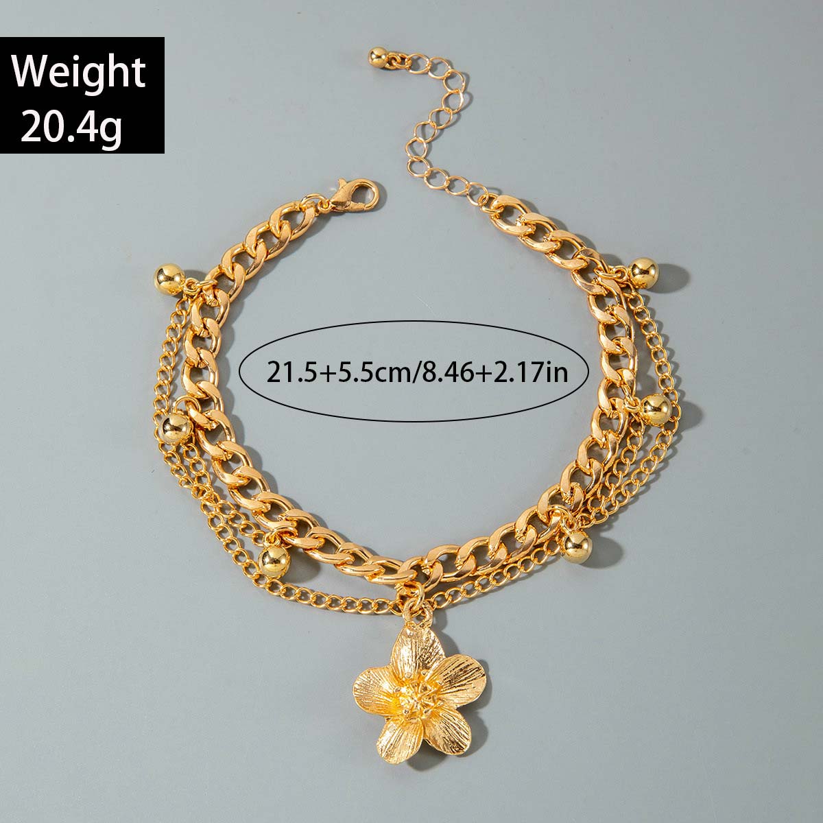Golden Floral Design Layered Alloy Anklet | picture 