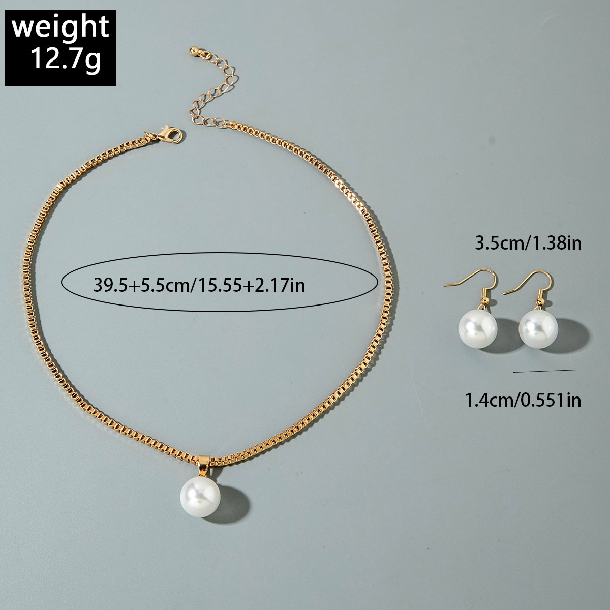Golden Iron Pearl Earrings and Necklace | picture 