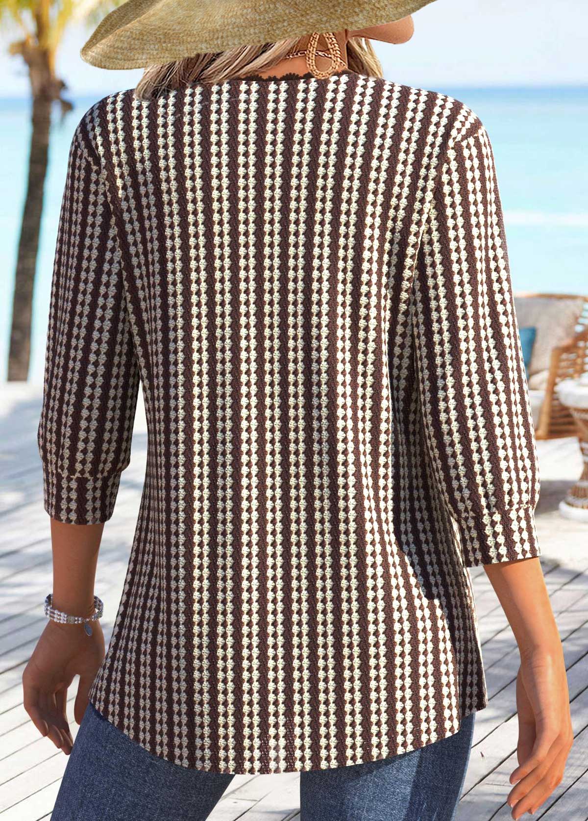 Dark Coffee Tummy Coverage Half Sleeve Coat | picture 