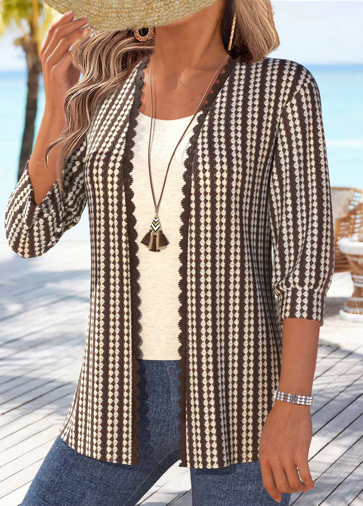 Dark Coffee Tummy Coverage Half Sleeve Coat | picture 