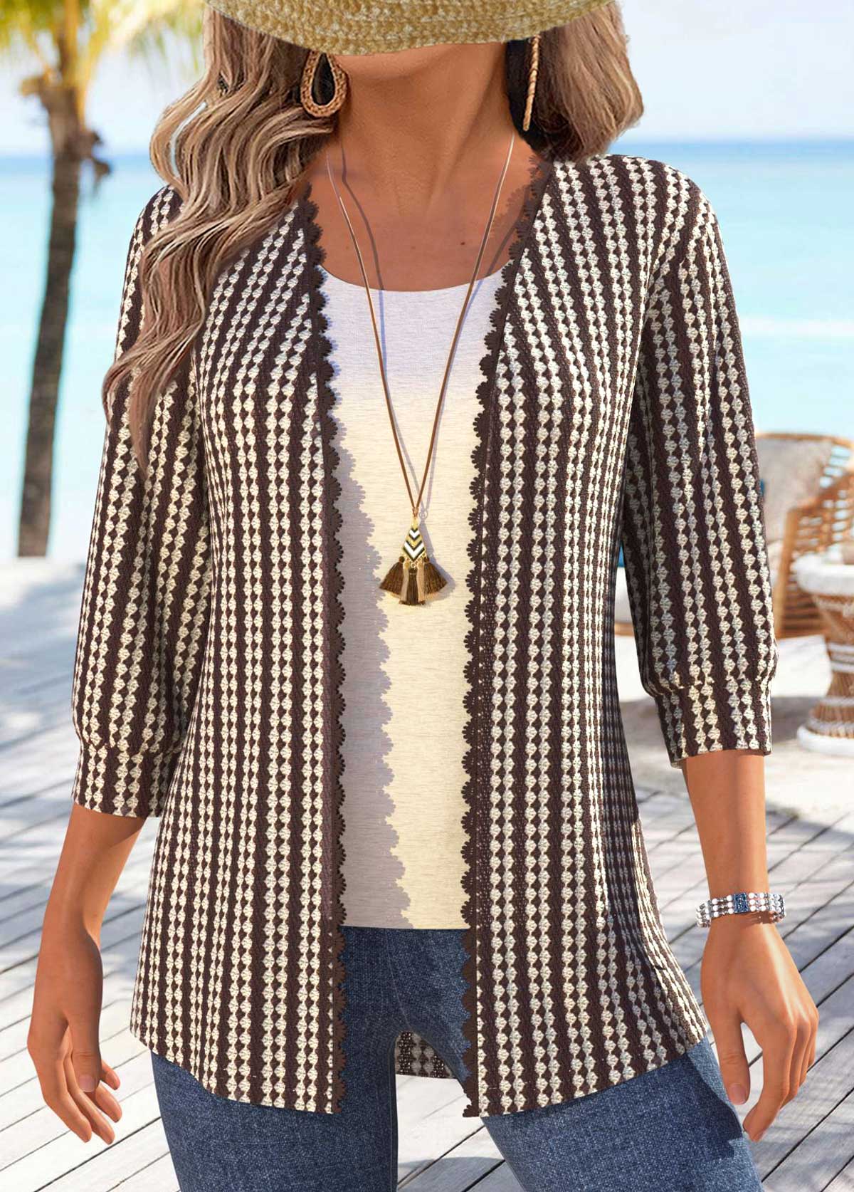 Dark Coffee Tummy Coverage Half Sleeve Coat | picture 