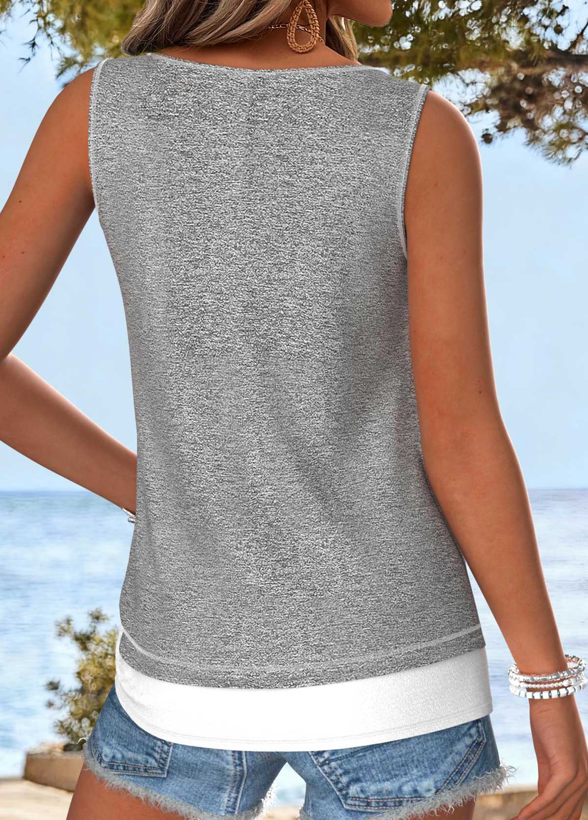 Light Grey Marl Tummy Coverage Sleeveless Tank Top | picture 