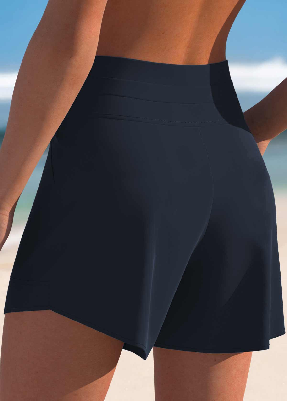 Mid Waisted Navy Color Swim Shorts | picture 