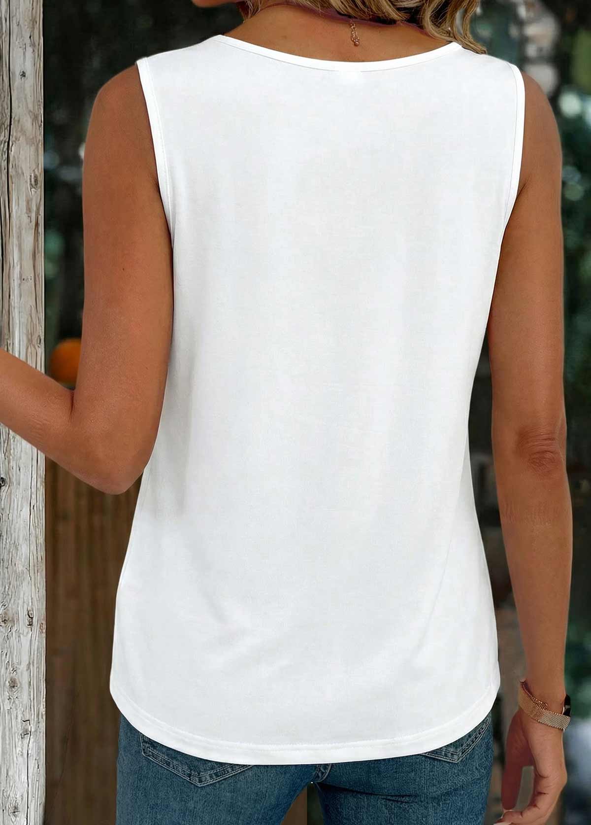 Black Tuck Stitch Sleeveless Square Neck Tank Top | picture 