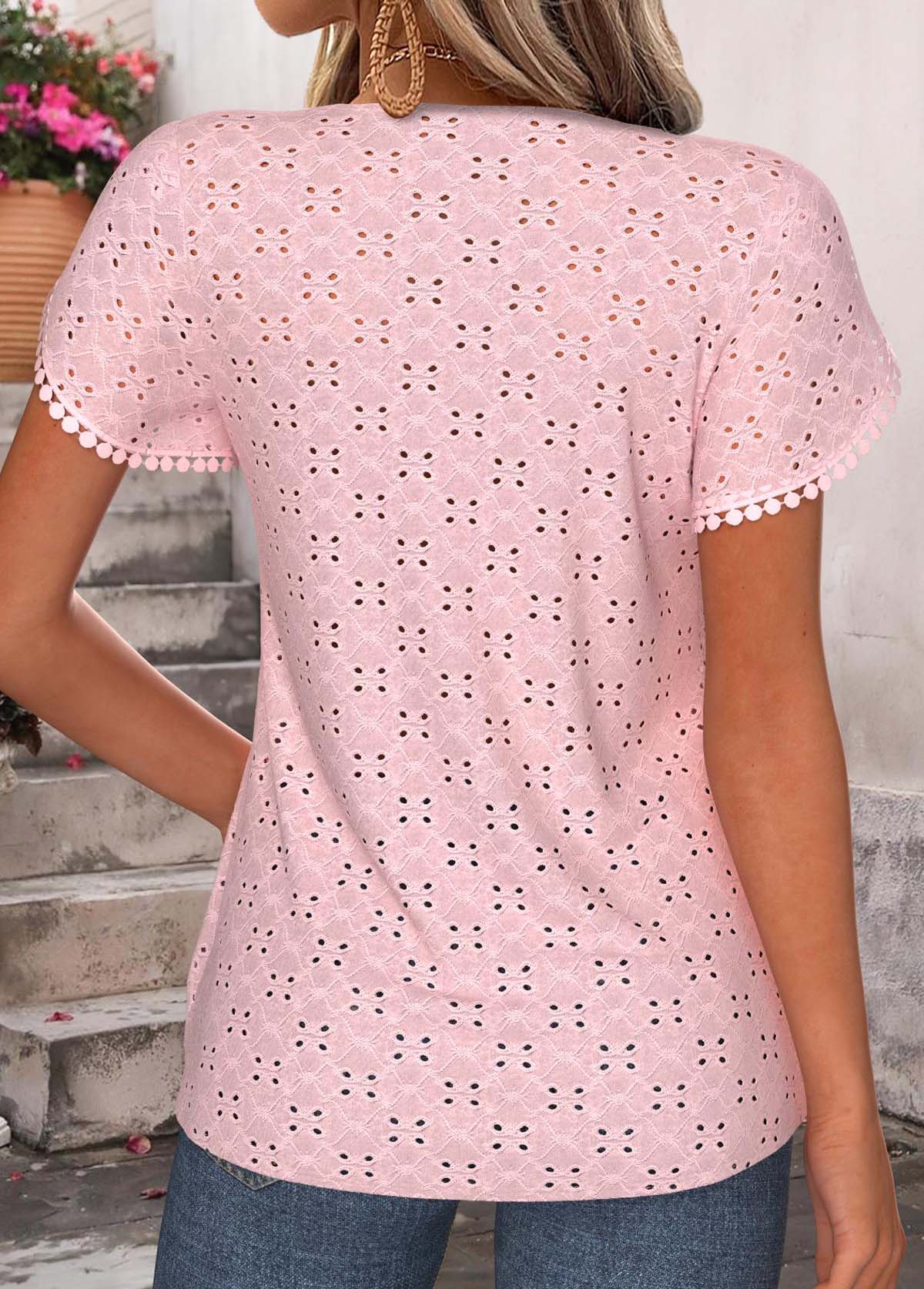 Light Pink Tummy Coverage Short Sleeve T Shirt | picture 