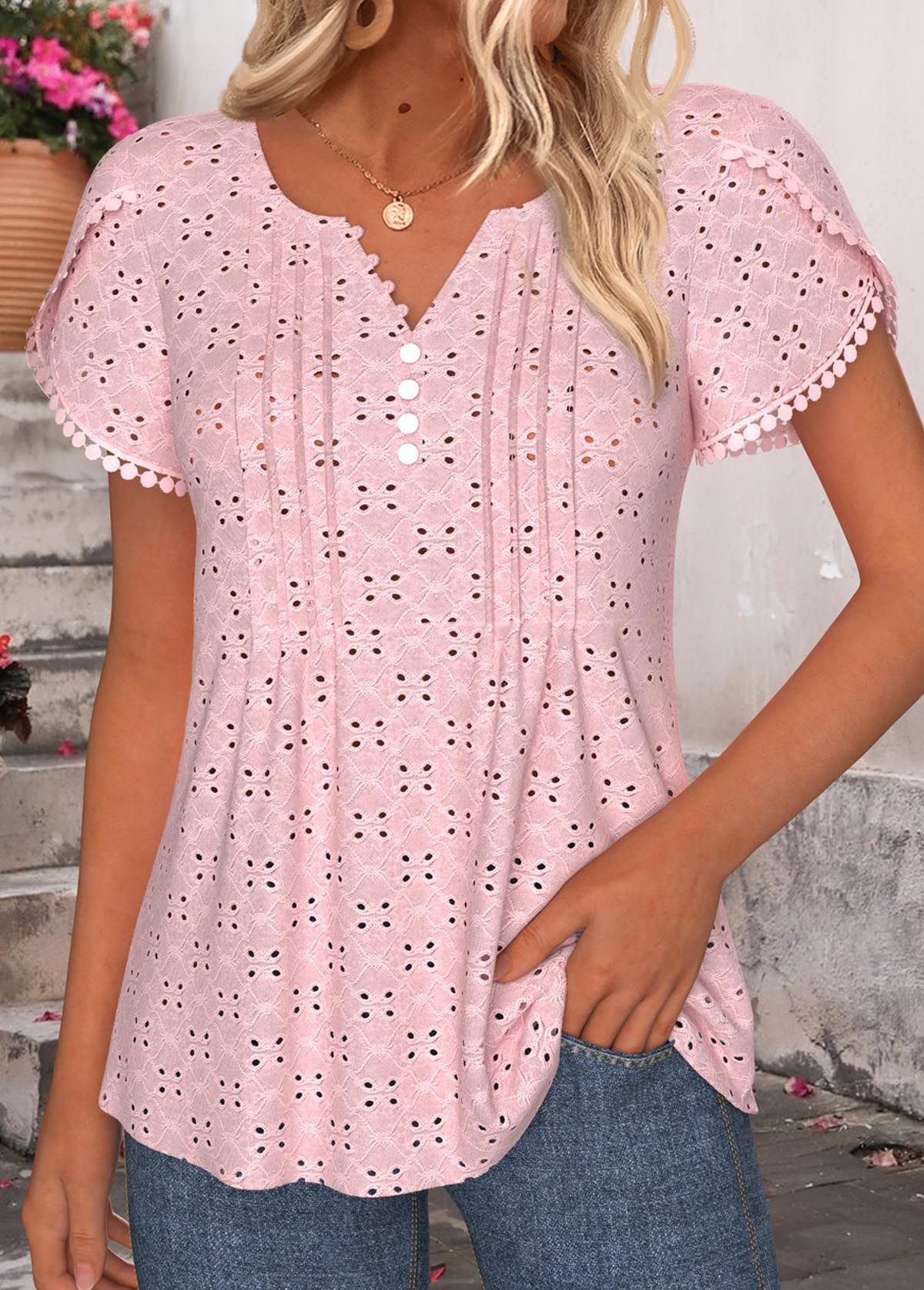 Light Pink Tummy Coverage Short Sleeve T Shirt | picture 