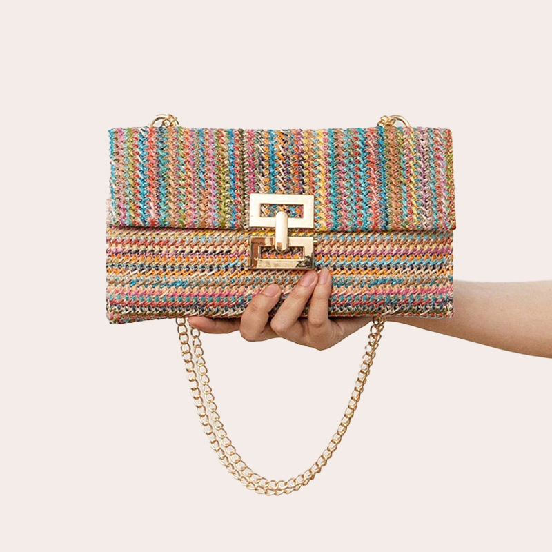 Modlily Multi Color Turnlock Chains Crossbody Bag - One Size