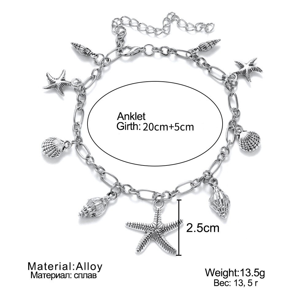 Silver Color Shell Alloy Detail Anklet | picture 