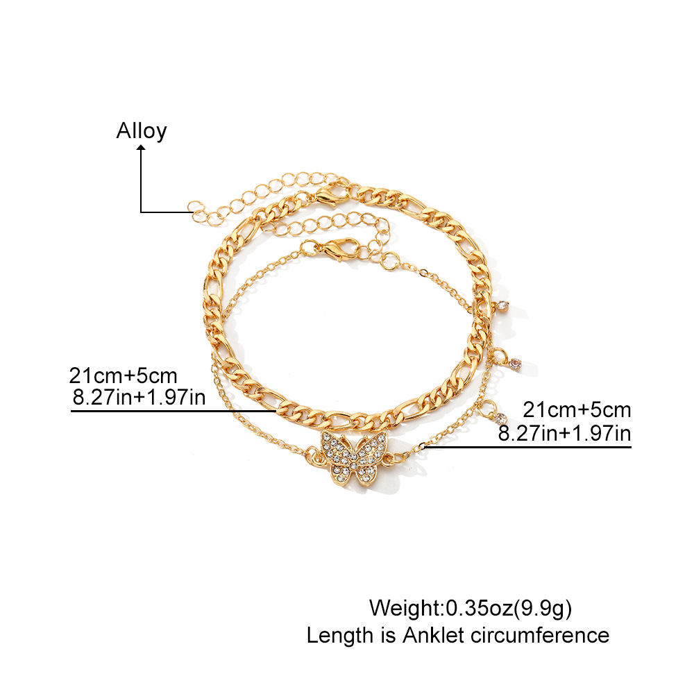 Golden Color Butterfly Alloy Detail Anklets | picture 
