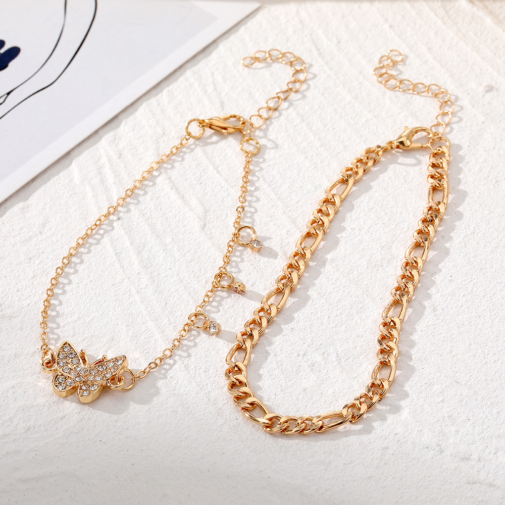 Golden Color Butterfly Alloy Detail Anklets | picture 