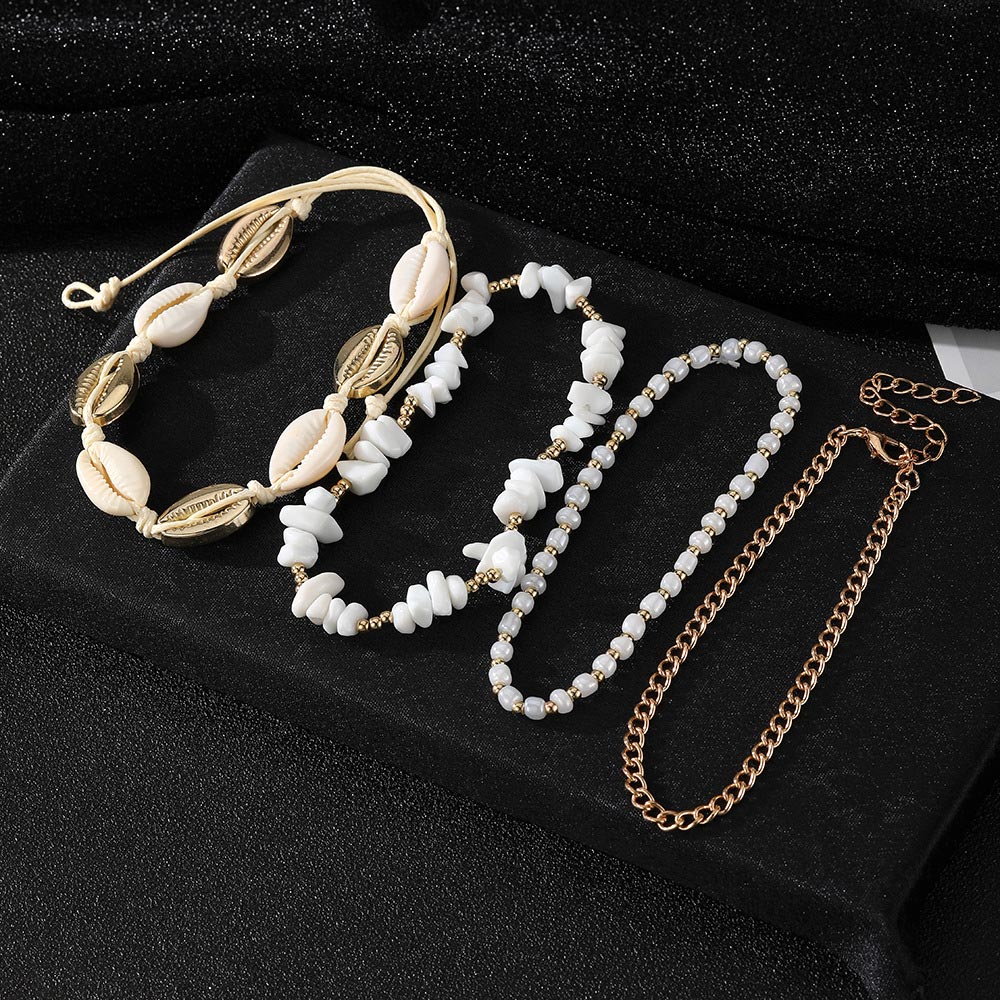 Beige Color Shell Alloy Detail Anklets | picture 
