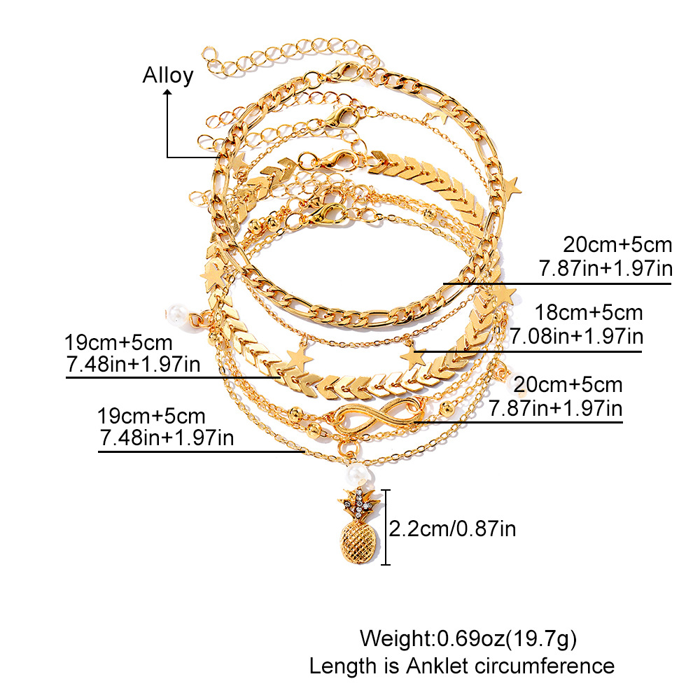 Golden Color Star Alloy Detail Anklets | picture 