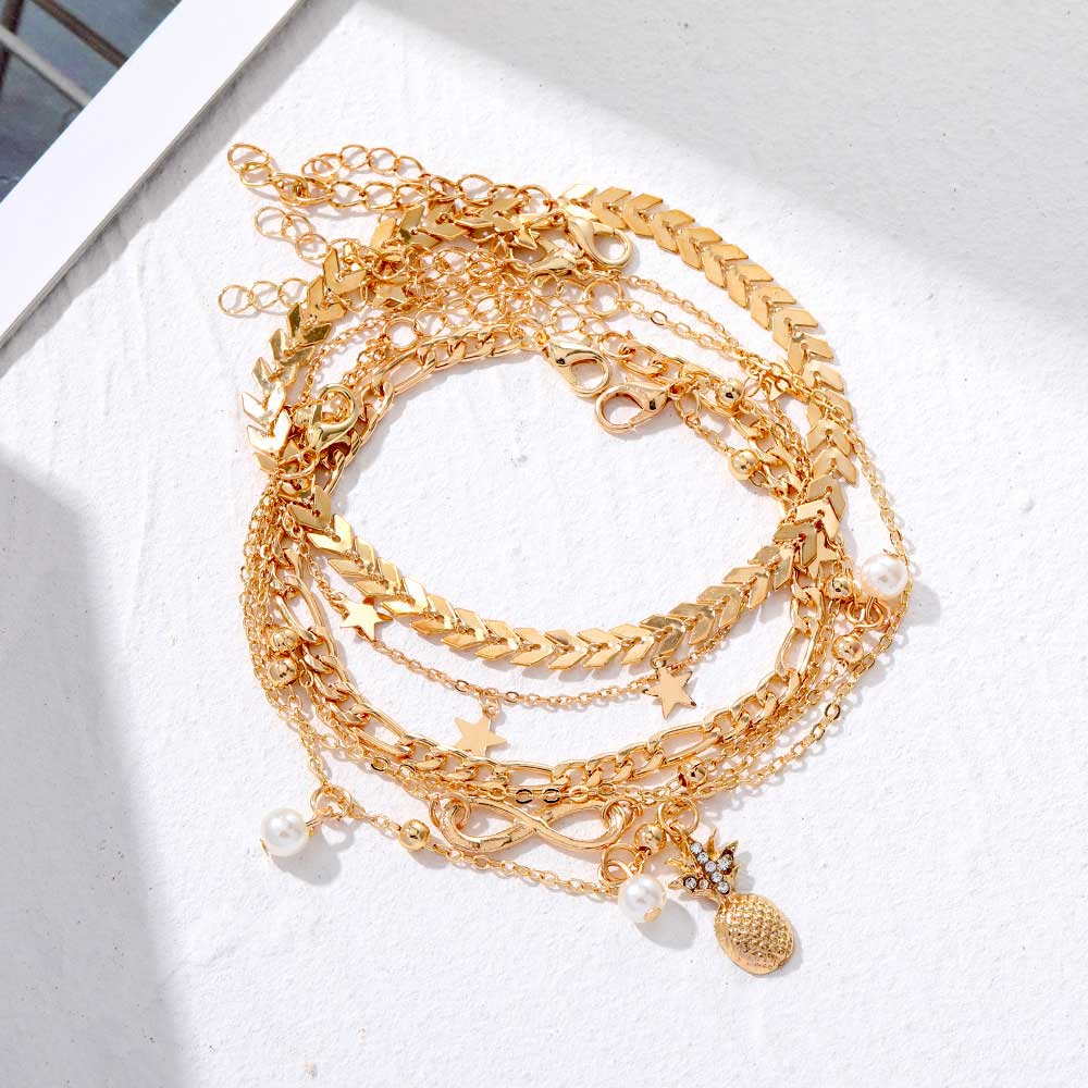 Golden Color Star Alloy Detail Anklets | picture 