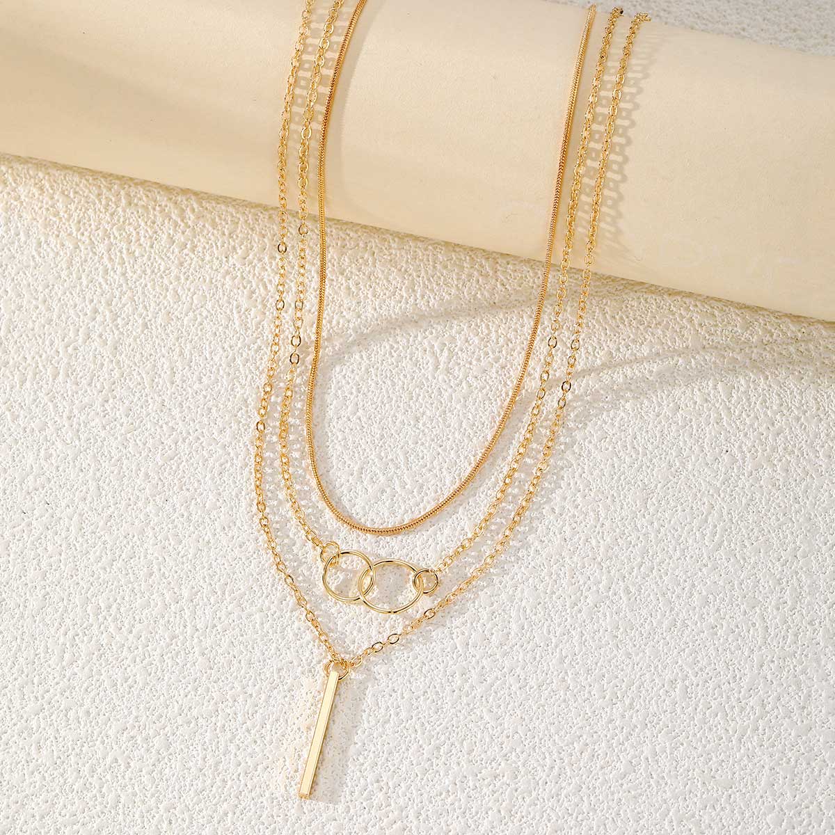 Golden Color Round Alloy Detail Necklace | picture 