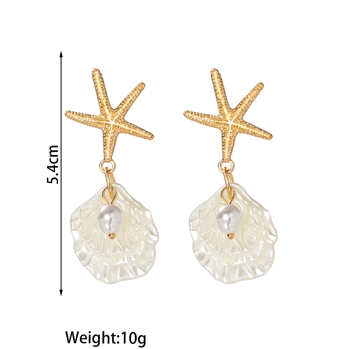 Golden Color Shell Pearl Detail Earrings | picture 