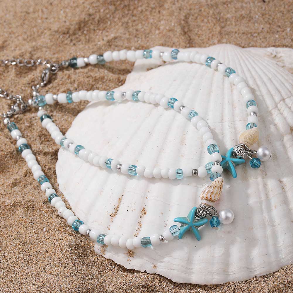 Mint Green Shell Seed Beads Anklets | picture 