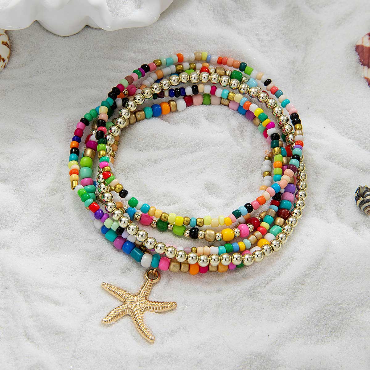 Multi Color Polyresin Detail Starfish Anklets | picture 