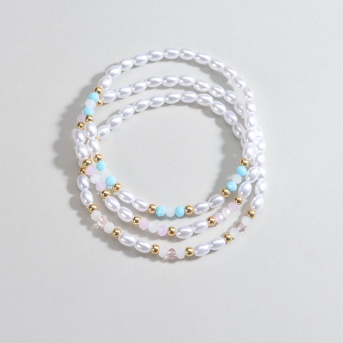 White Pearl Beaded Polyresin Anklet Set | picture 