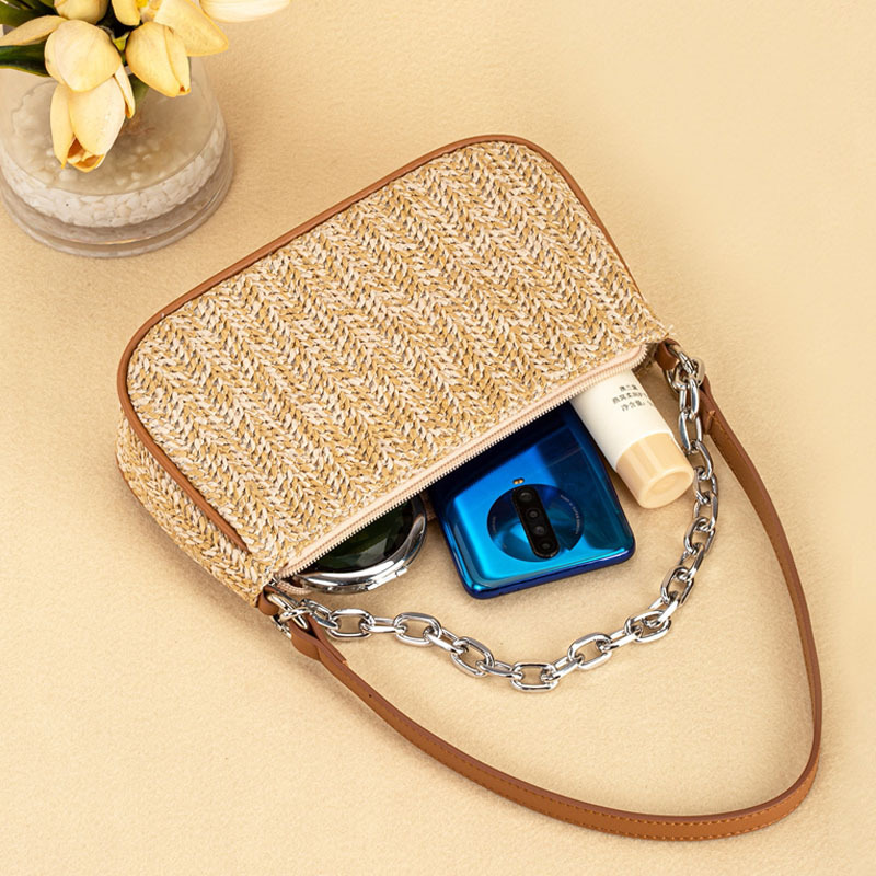 Light Camel Zip Chains Shoulder Bag | picture 