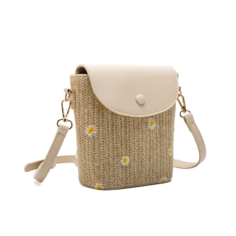 Light Camel Daisy Print Magnetic Flowers Crossbody Bag | picture 