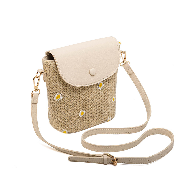 Light Camel Daisy Print Magnetic Flowers Crossbody Bag | picture 