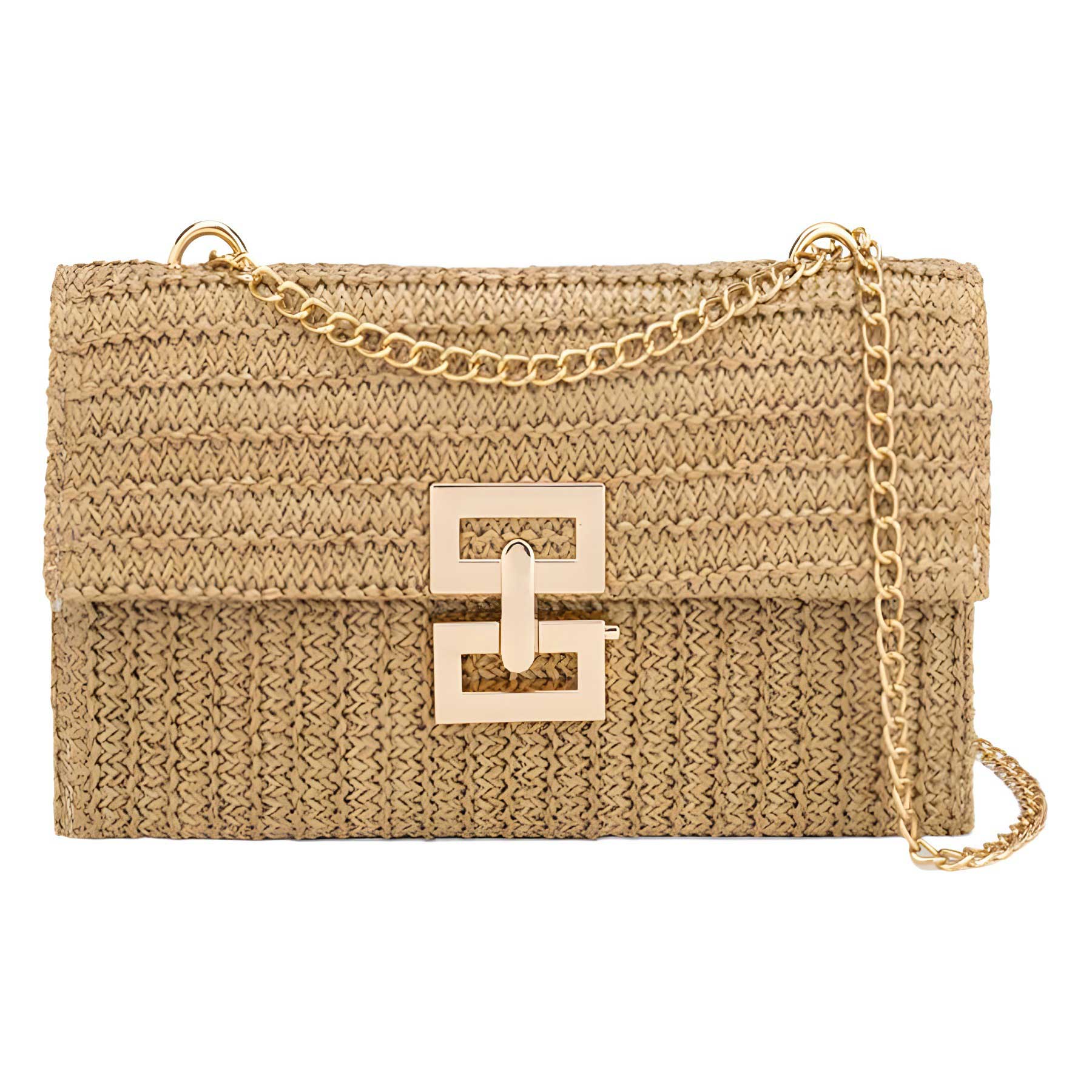 Light Camel Turnlock Chains Crossbody Bag | picture 