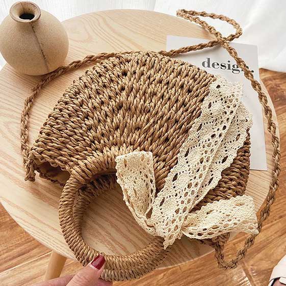 Dark Camel Color Open Crossbody Bag | picture 