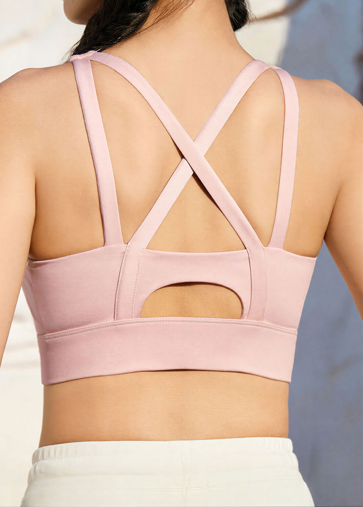 Light Pink Zipper Scoop Sports Bra | picture 