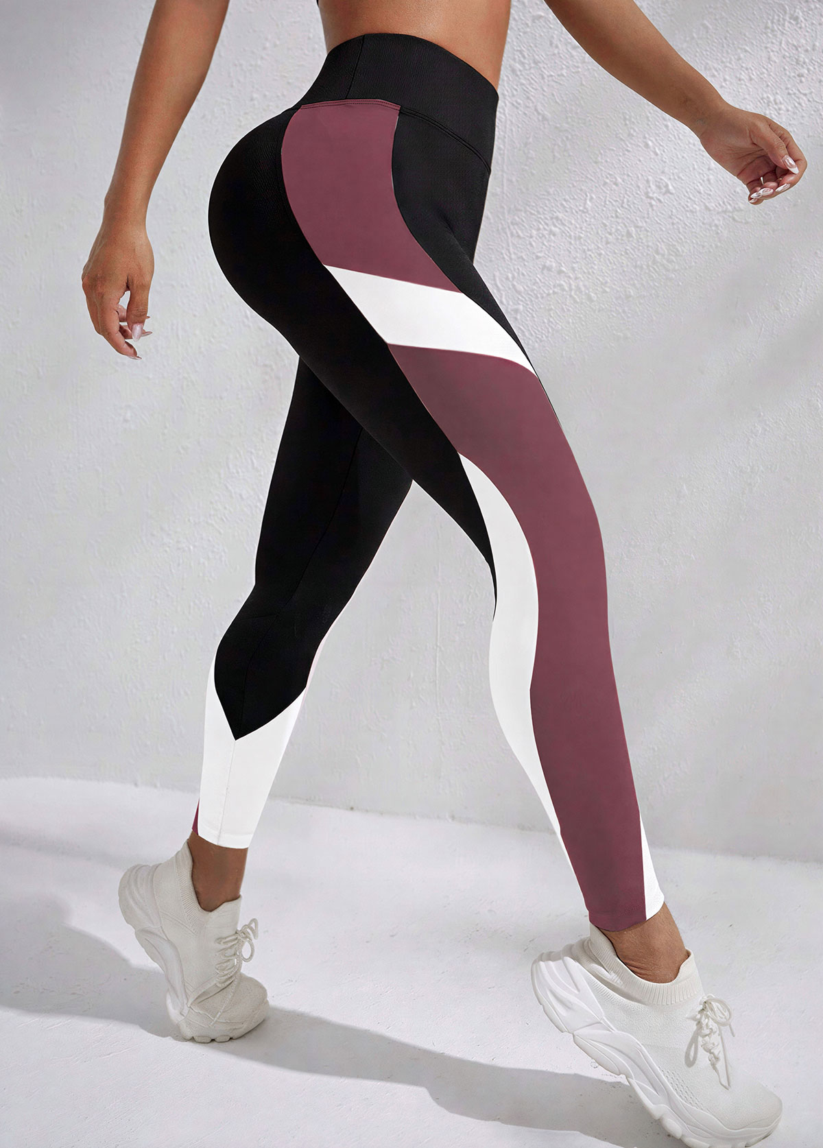 Black Stretch Skinny Elastic Waist High Waisted Sports Bottom | picture 