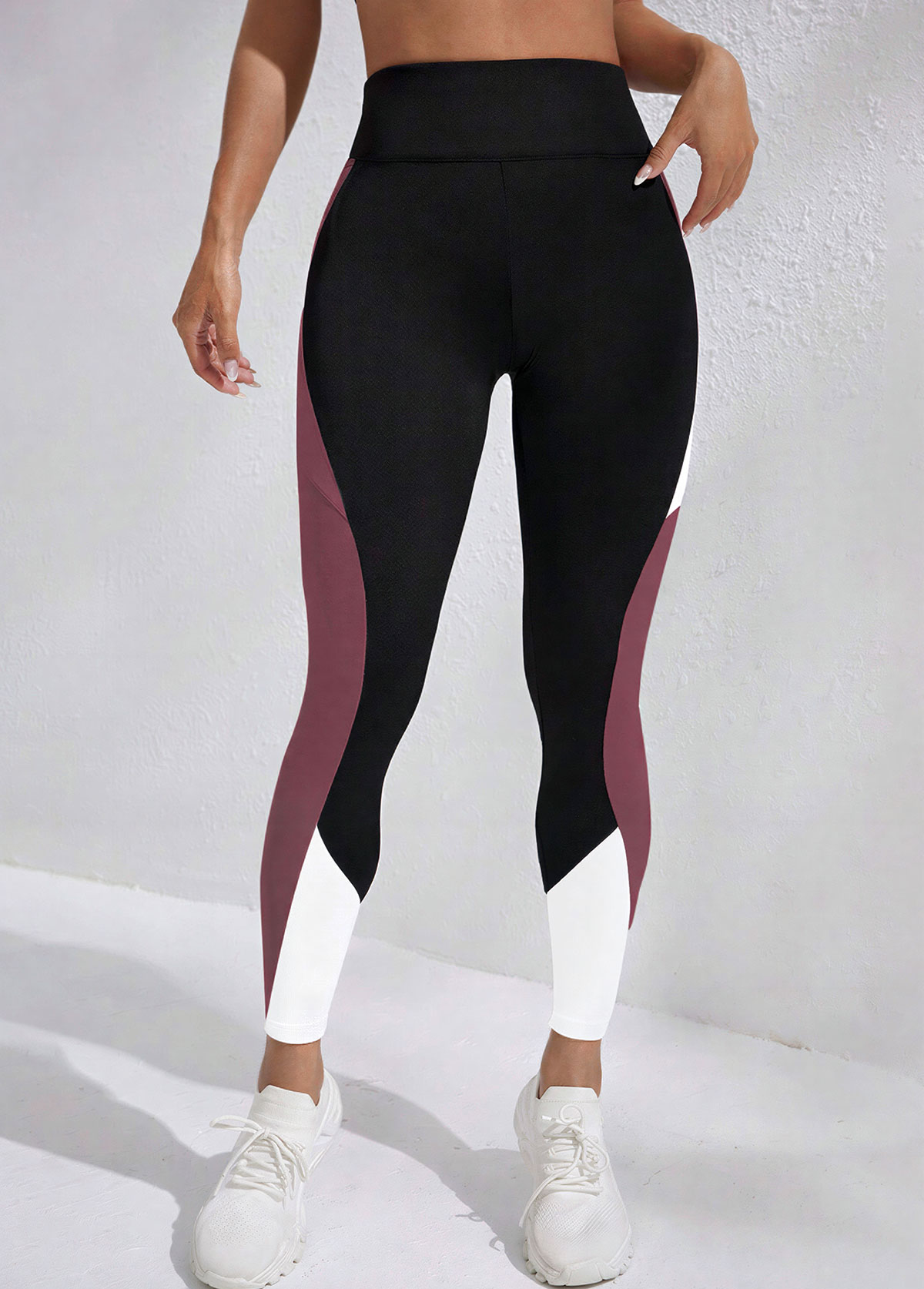 Black Stretch Skinny Elastic Waist High Waisted Sports Bottom | picture 