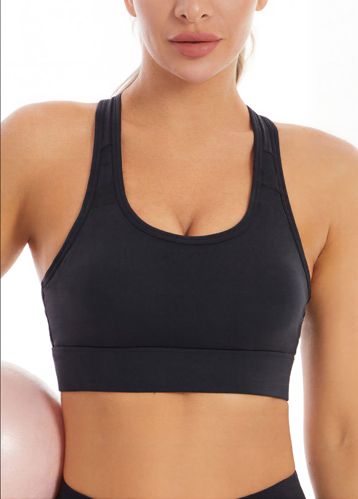 Black Scoop Cut Out Sports Bra | picture 