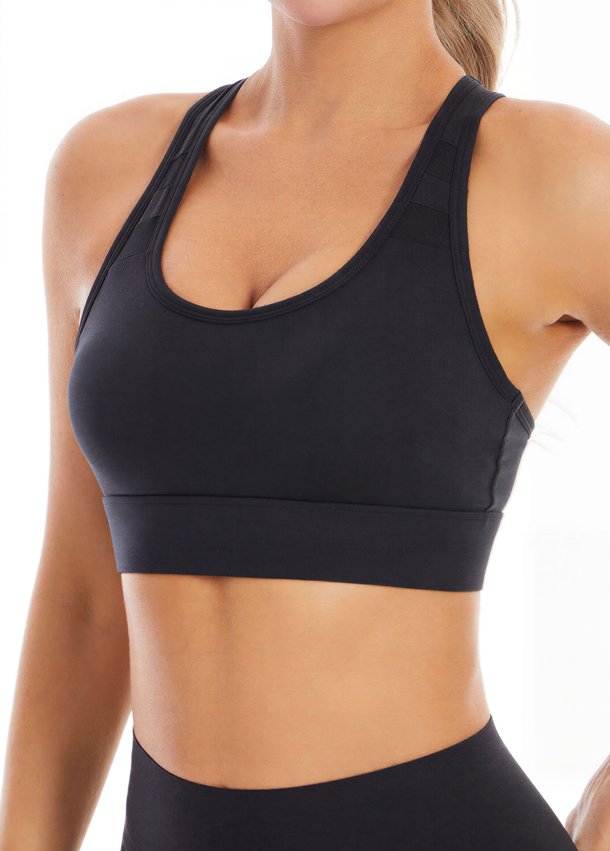 Black Scoop Cut Out Sports Bra | picture 