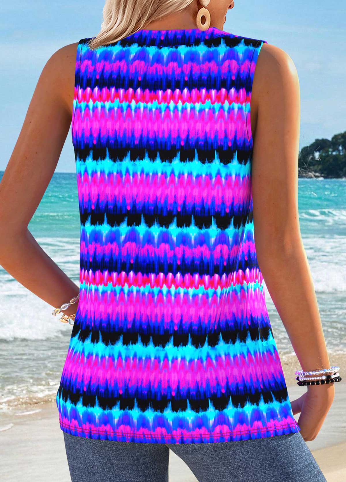 Multi Color Ombre Tummy Coverage Sleeveless Tank Top | picture 