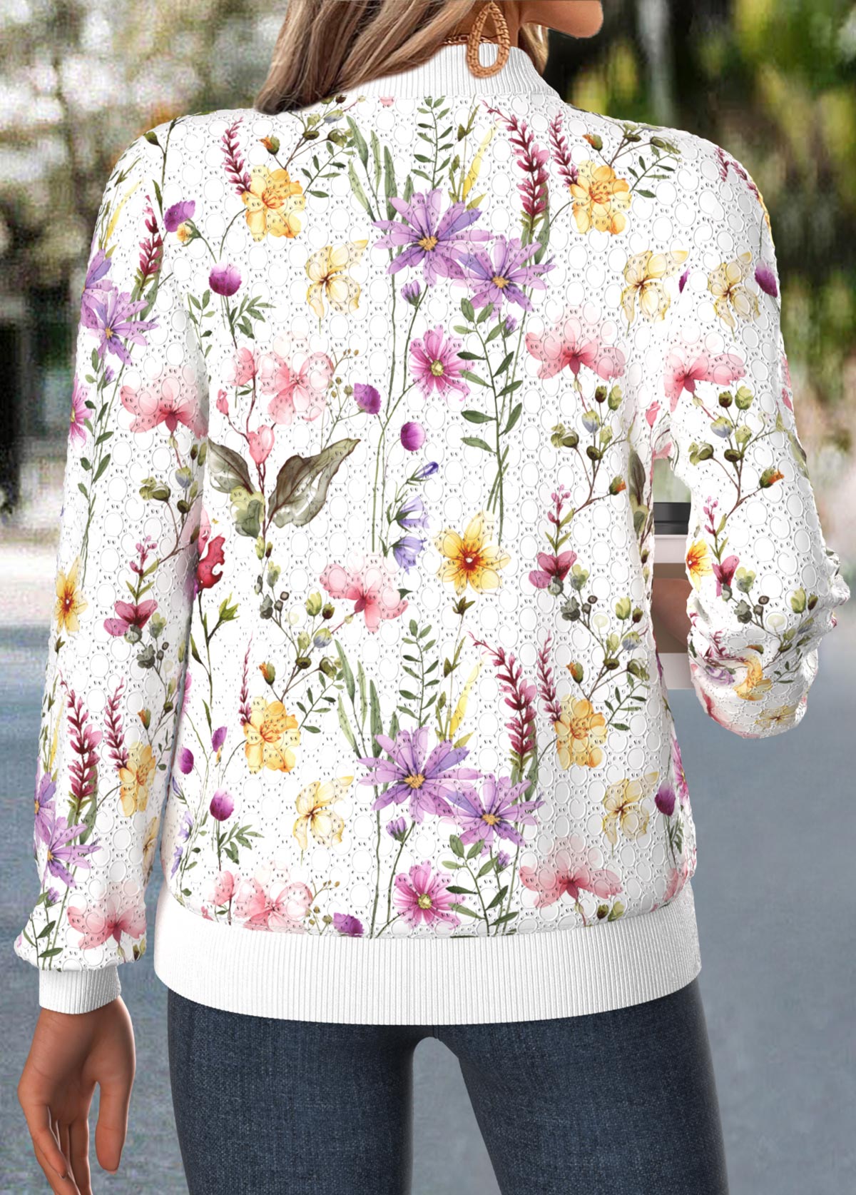 Multi Color Tummy Coverage Floral Print Track Jacket | picture 