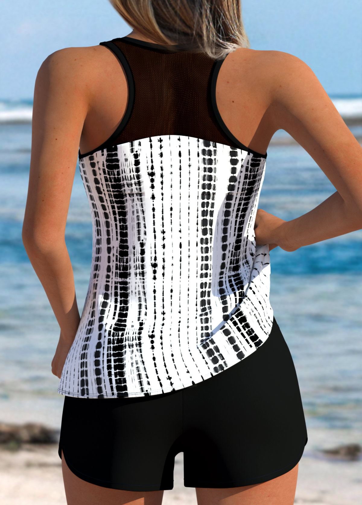 Black Mid Waisted Tummy Coverage Tankini Set | picture 