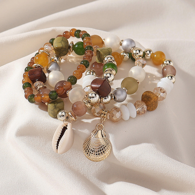 Multi Color Shell Glass Bracelet Set | picture 
