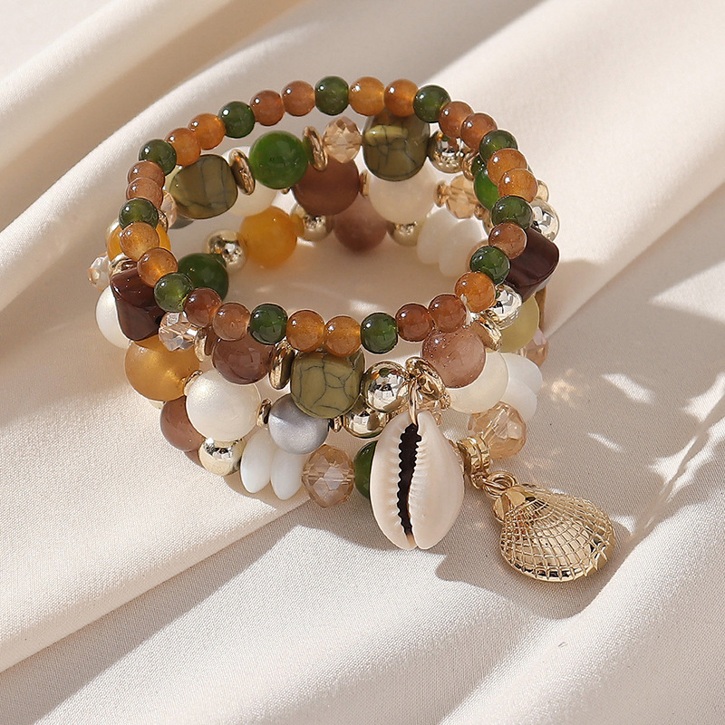 Multi Color Shell Glass Bracelet Set | picture 
