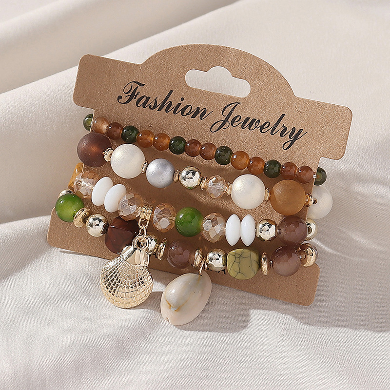 Multi Color Shell Glass Bracelet Set | picture 