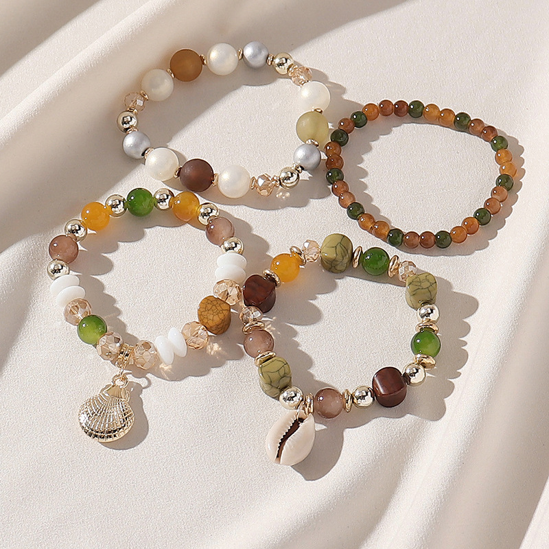 Multi Color Shell Glass Bracelet Set | picture 
