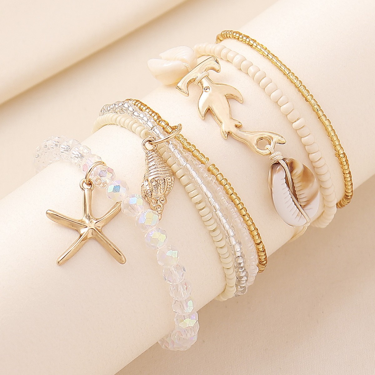 Golden Shell Starfish Polyresin Anklet Set | picture 