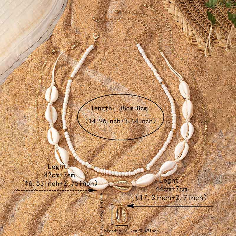Golden Shell Alloy Beaded Necklace Set | picture 