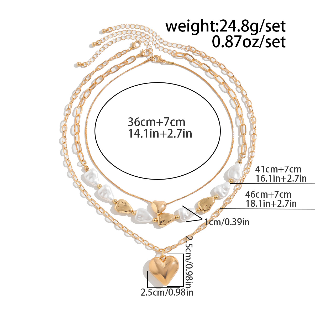 Golden Color Heart Detail Multi-Layer Necklace | picture 