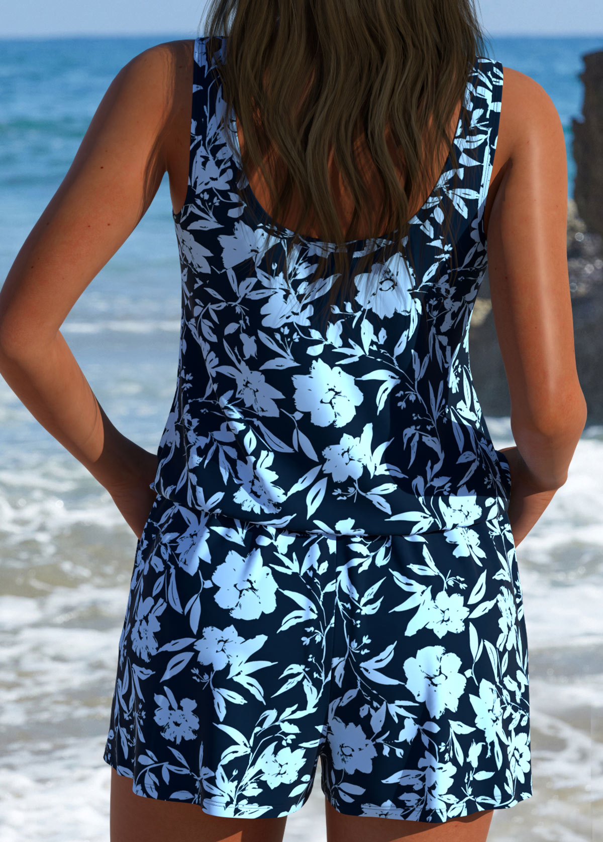 Dusty Blue Tummy Coverage One Piece Swimwear | picture 