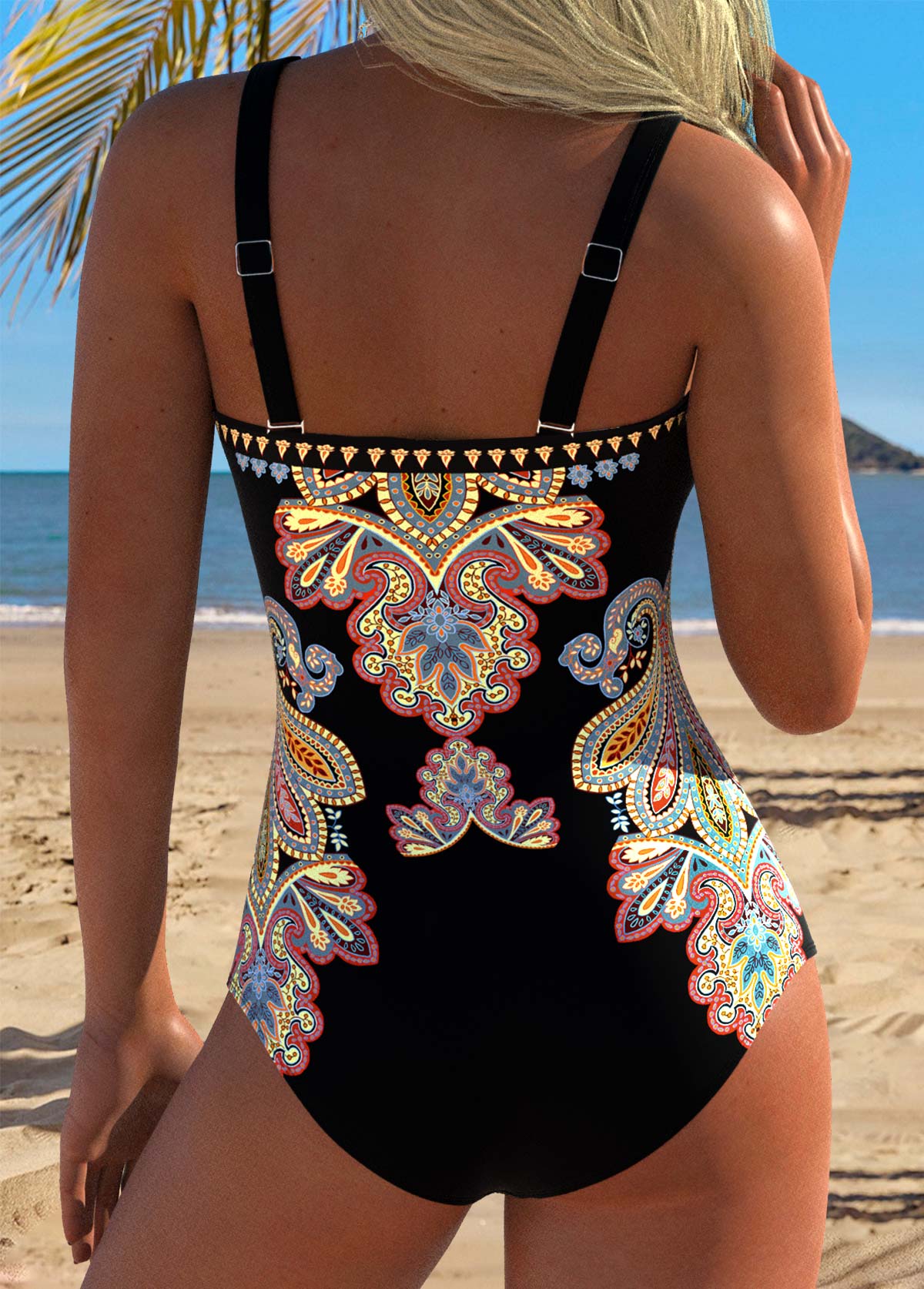 Multi Color Tummy Control Tribal Print One Piece Swimwear | picture 
