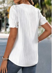 White Lace Short Sleeve V Neck Blouse | thumb picture 